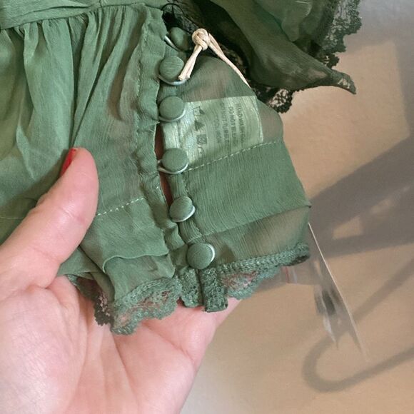 NWT REVOLVE Tularosa Ethereal Sage Mint Green Kaia Ruffle Sheer Top Blouse - Picture 13 of 17